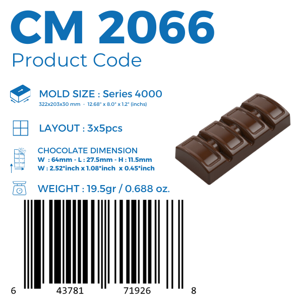 CM 2066 BAR ÇİKOLATA KALIBI - GREYAS CHOCOLATE MOULDS