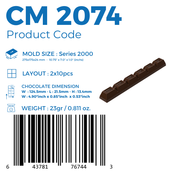CM 2074 ENDÜSTRİYEL BAR ÇİKOLATA KALIBI - GREYAS CHOCOLATE MOULDS