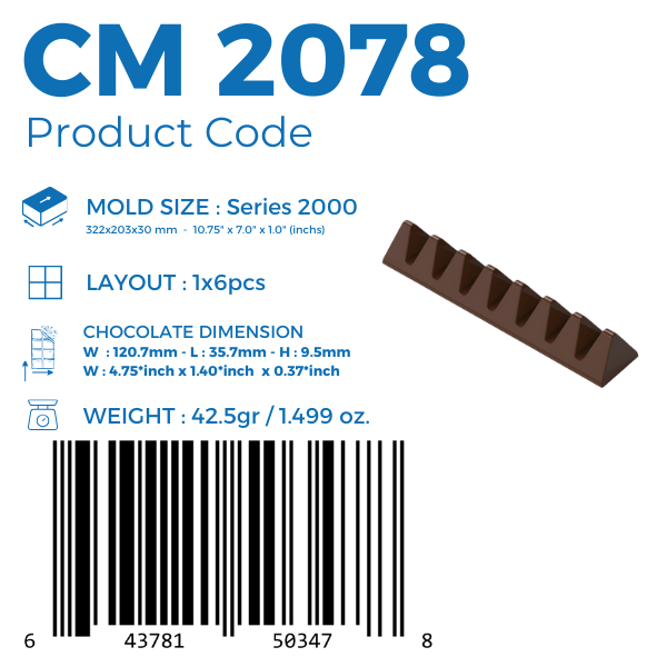 CM 2078 ENDÜSTRİYEL BAR ÇİKOLATA KALIBI - GREYAS CHOCOLATE MOULDS