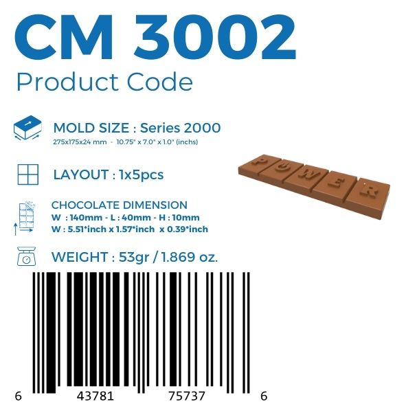 CM 3002 5 BREAK BAR CHOCOLATE MOULD