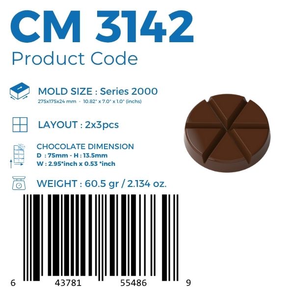 CM 3142 SLICE OF 6 CHOCOLATE MOULD