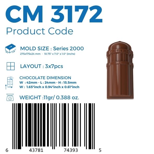 CM 3172 MINARET 11gr PRALINE CHOCOLATE MOULD