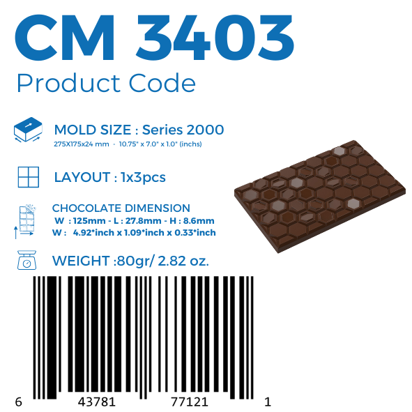 CM 3403 MOLDE PARA TABLETA DE CHOCOLATE