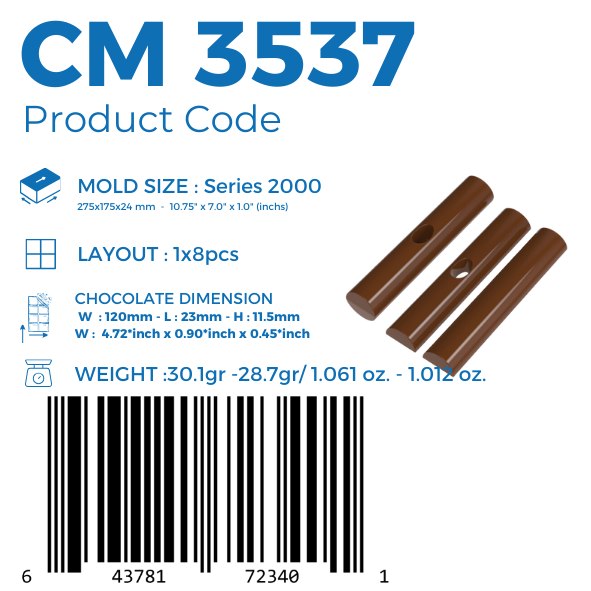 CM 3537 CYLINDER HOLE BAR CHOCOLATE MOULD