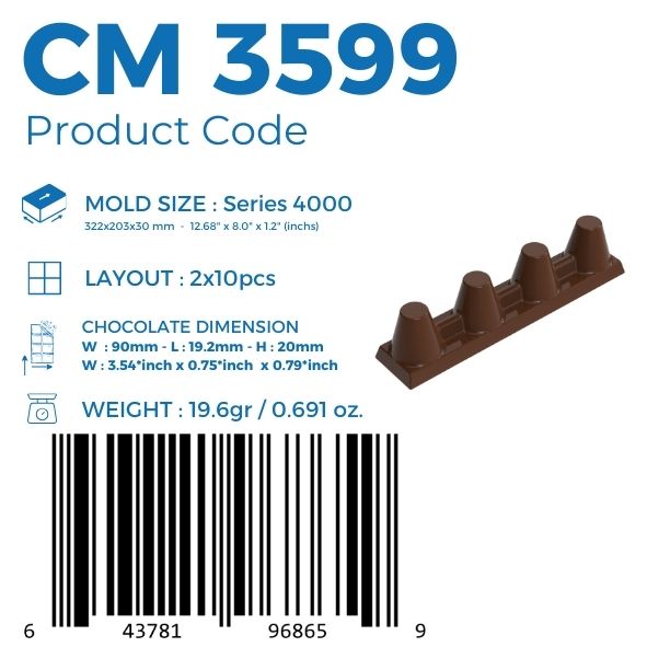 CM 3599 CUP DESIGN BAR CHOCOLATE MOULD