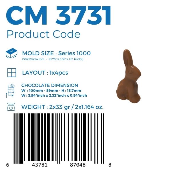 CM 3731 BUNNY 66gr DOUBLE CHOCOLATE MOULD