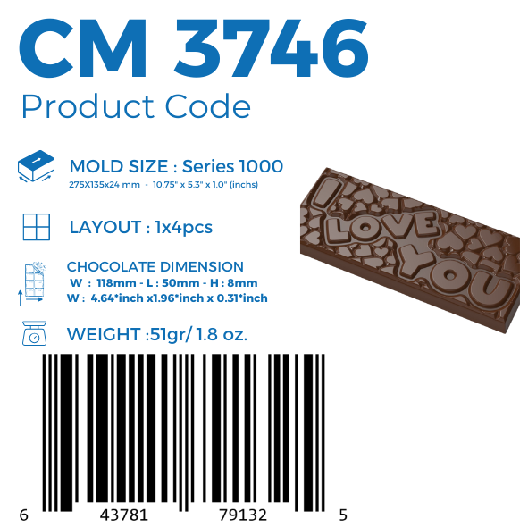 CM 3746 I LOVE YOU TABLET CHOCOLATE MOULD