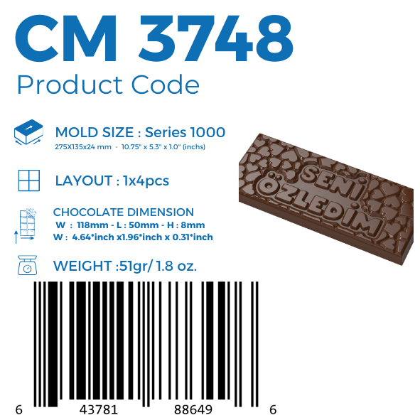 CM 3748 ICH HABE DICH VERMISST TAFEL-SCHOKOLADENFORM