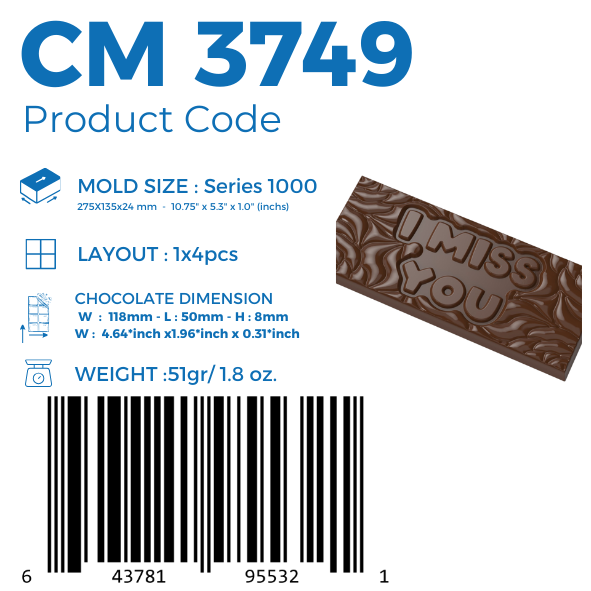 CM 3749 ICH VERMISSE DICH TAFEL-SCHOKOLADENFORM