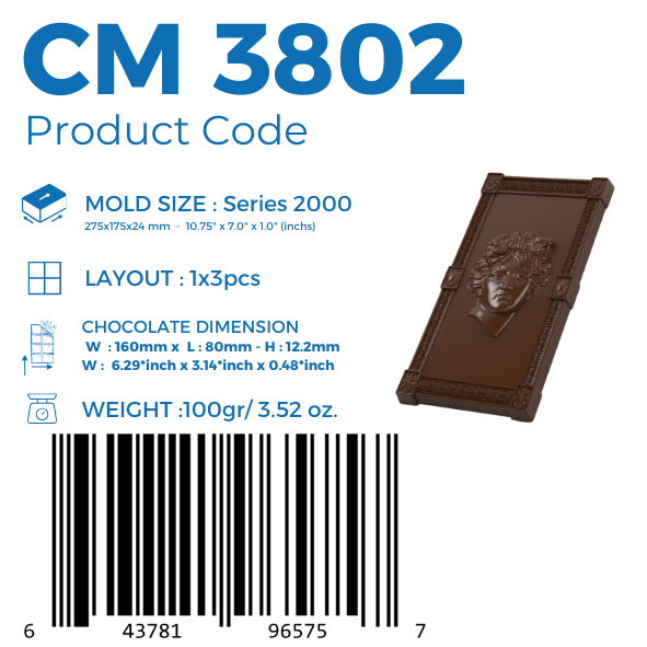 CM 3802 STAMPO PER CIOCCOLATO TAVOLETTA STATUA
