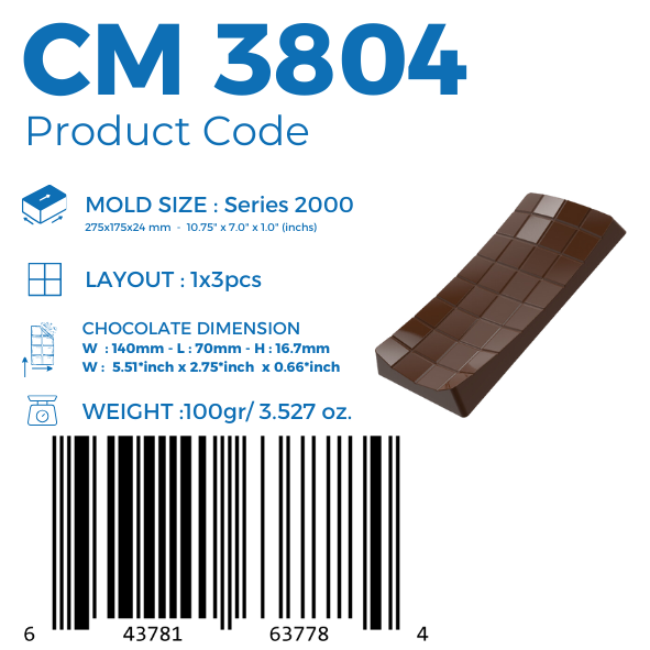 CM 3804 STAMPO PER CIOCCOLATO TAVOLETTA CONVESSA 100G
