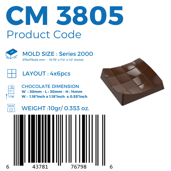 CM 3805 CONVEX 80gr TABLET CHOCOLATE MOULD