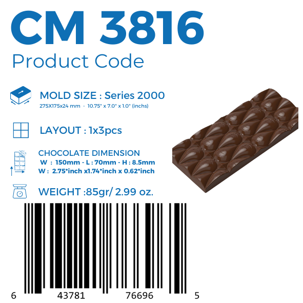 CM 3816 MOLDE PARA TABLETA DE CHOCOLATE