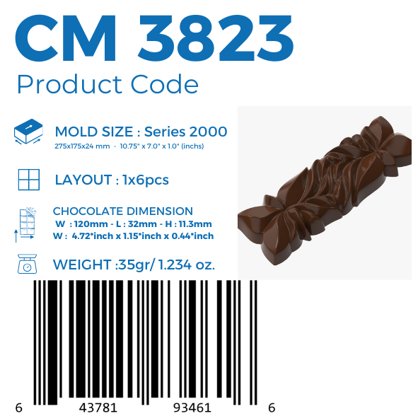 CM 3823 IVY BAR CHOCOLATE MOULD