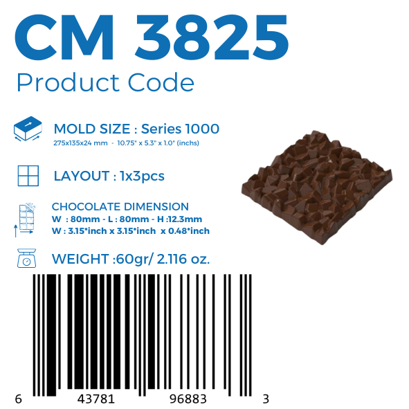 CM 3825 STONE 60gr TABLET CHOCOLATE MOULD