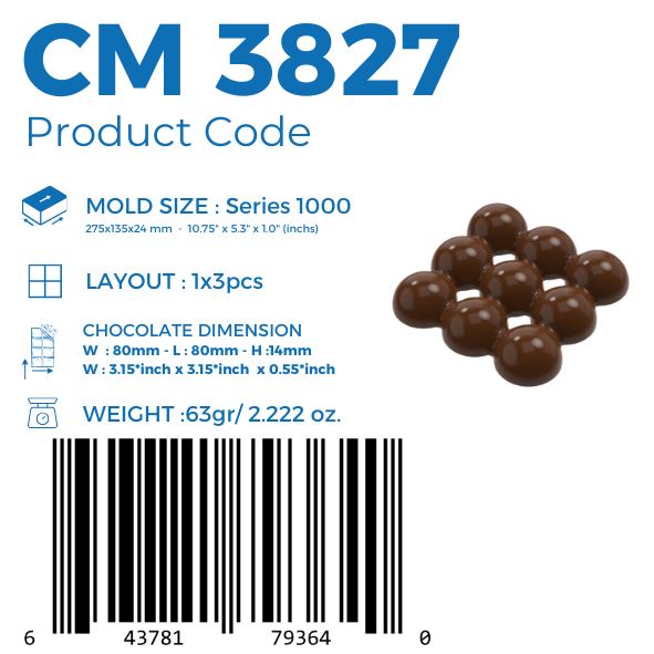 CM 3827 HOLE DROP 63gr TABLET CHOCOLATE MOULD