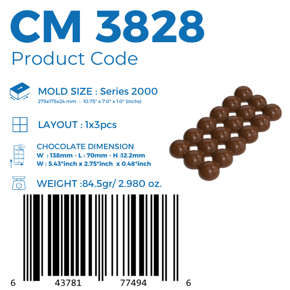 CM 3828 MOLDE PARA TABLETA DE CHOCOLATE
