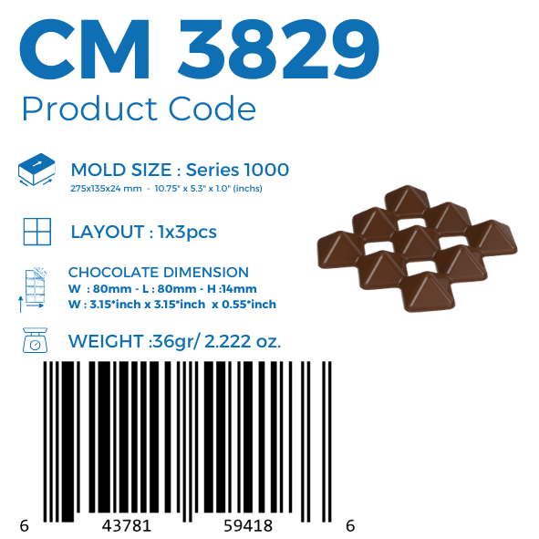 CM 3829 HOLE PYRAMID 36gr TABLET CHOCOLATE MOULD
