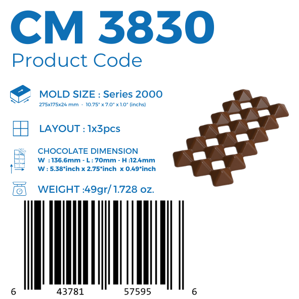 CM 3830 MOLDE PARA TABLETA DE CHOCOLATE