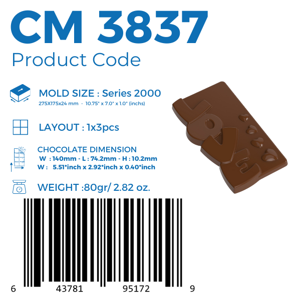 CM 3837 LOVE TABLET CHOCOLATE MOULD