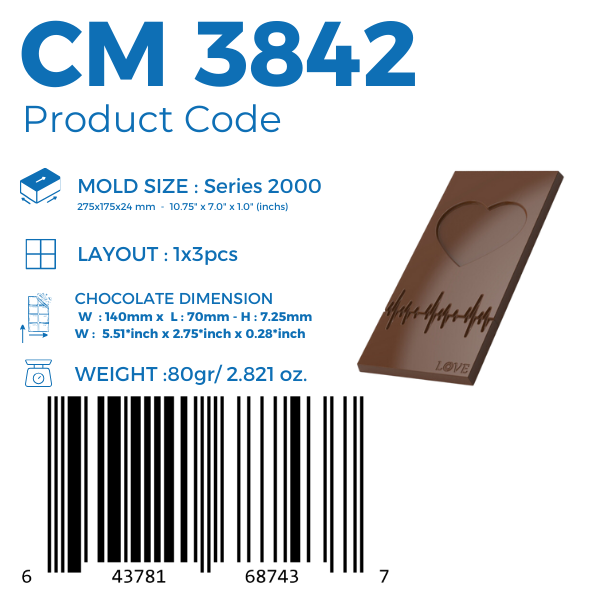 CM 3842 LUIS AMADO SIGNATURE RYTHM TABLET CHOCOLATE MOULD