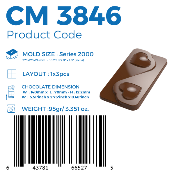 CM 3846 YIN YANG HEART TABLET CHOCOLATE MOULD