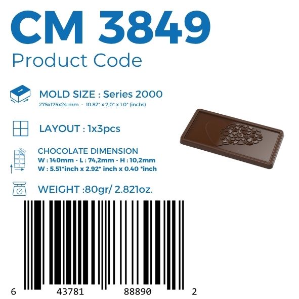 CM 3849 MOLDE PARA TABLETA DE CHOCOLATE