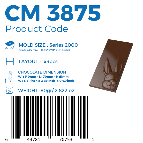 CM 3875 HAPPY BUNNY TABLET CHOCOLATE MOULD
