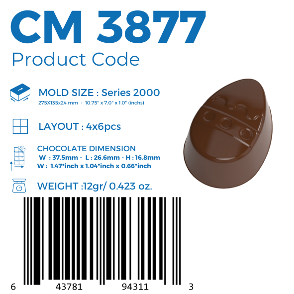 CM 3877 EASTER STYLE EGG CHOCOLATE MOULD