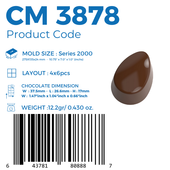 CM 3878 EGG SHAPE BONBON CHOCOLATE MOULD