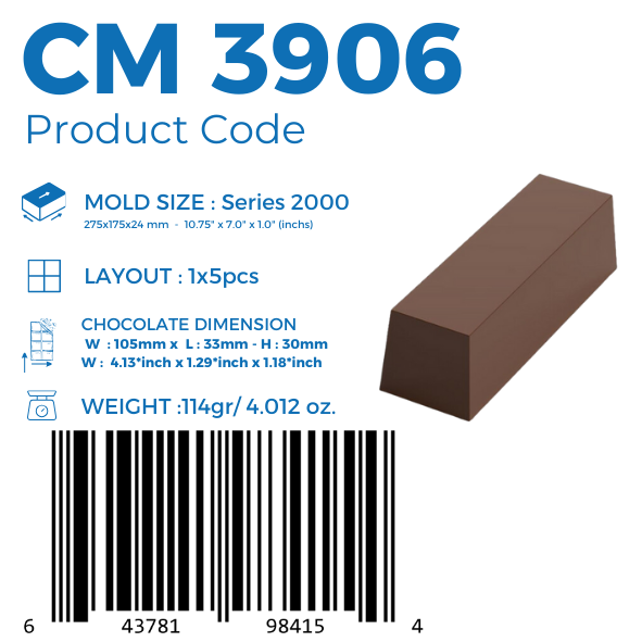 CM 3906 TOURRON 114gr BAR CHOCOLATE MOULD