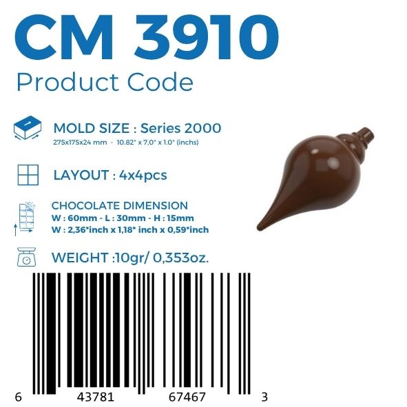 CM 3910 CHRISTMAS ORNAMENT 10gr PRALINE CHOCOLATE MOULD