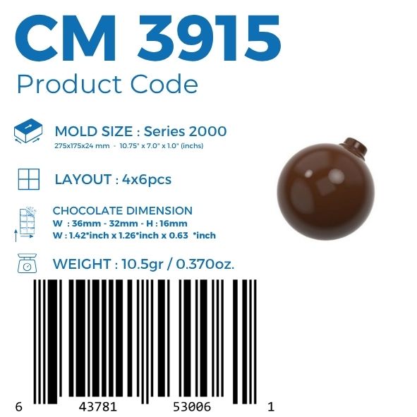CM 3915 PRALINE 10.5gr ORNAMENT BONBON CHOCOLATE MOULD