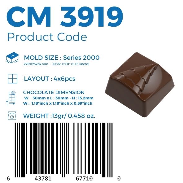 CM 3919 PRALINE PINE TREE FIGURE CHOCOLATE MOULD