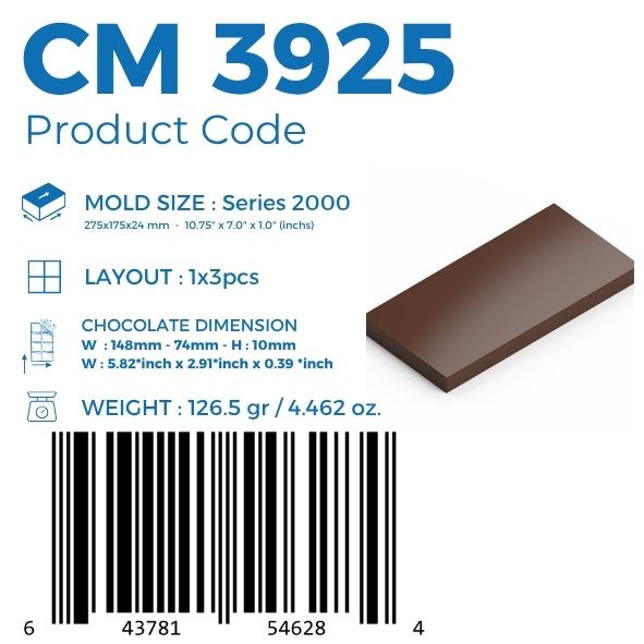 CM-3925 PLAIN 126,5GR TAFEL SCHOKOLADENFORM