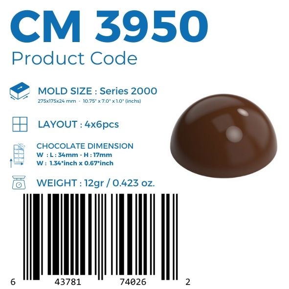 CM 3950 MOLDE PARA CHOCOLATE BOMBÓN DE 12 G