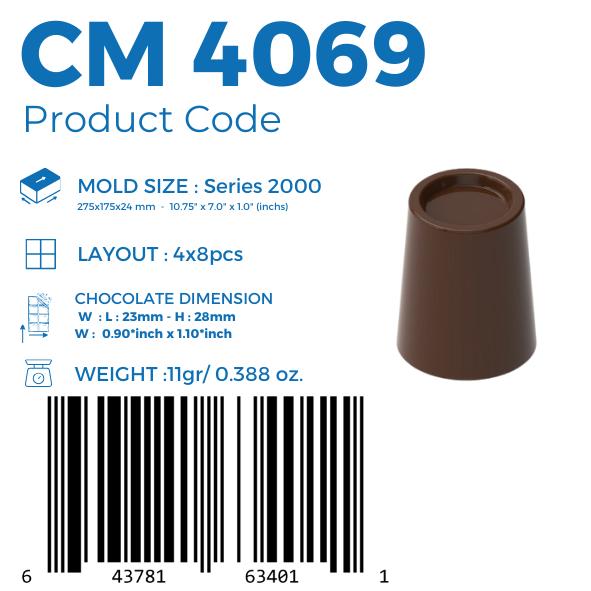 CM 4069 CUP 11gr PRALINE CHOCOLATE MOULD