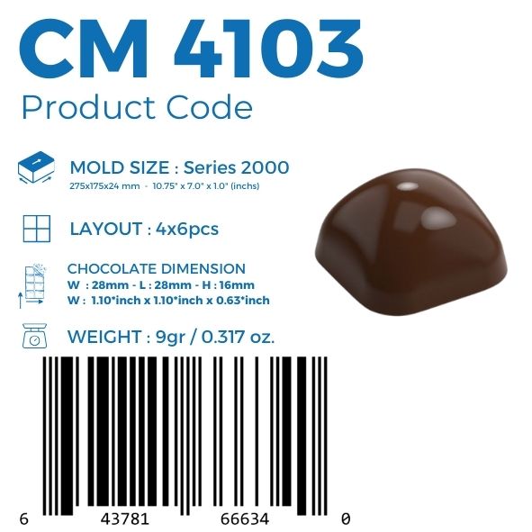 CM 4103 SOFT SQUARE 9gr PRALINE CHOCOLATE MOULD