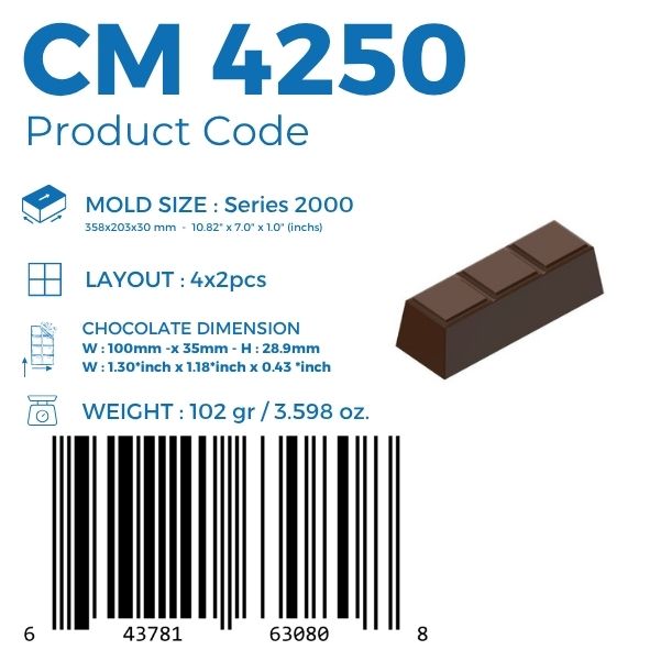 CM 4250 TOURON 102gr. BAR CHOCOLATE MOULD