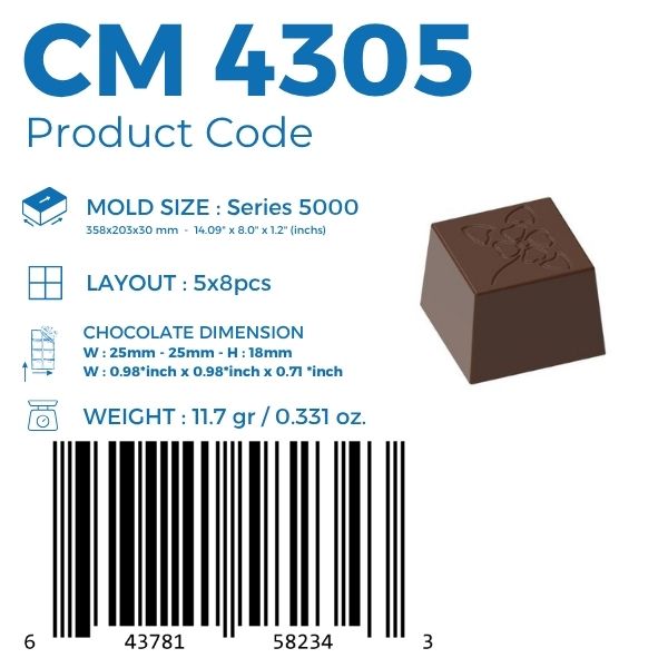 CM 4305 STAMPO PRALINA QUADRATO 11,7GR.