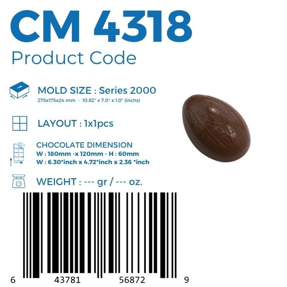 CM 4318 PATTERNED BIG EGG CHOCOLATE MOULD
