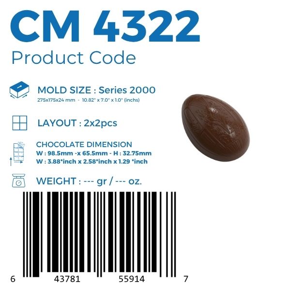 CM 4322 PATTERNED EGG CHOCOLATE MOULD