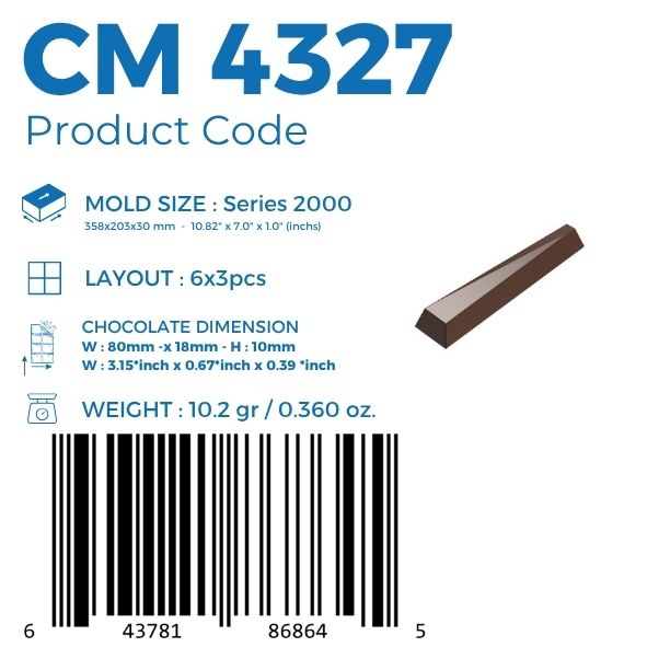 CM 4327 ICONIC 10,2gr. BAR CHOCOLATE MOULD