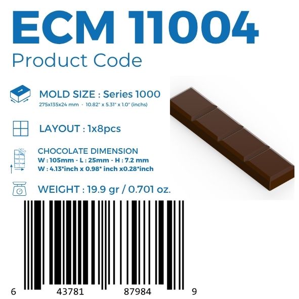 ECM 11004 4 BREAK BAR CHOCOLATE MOULD