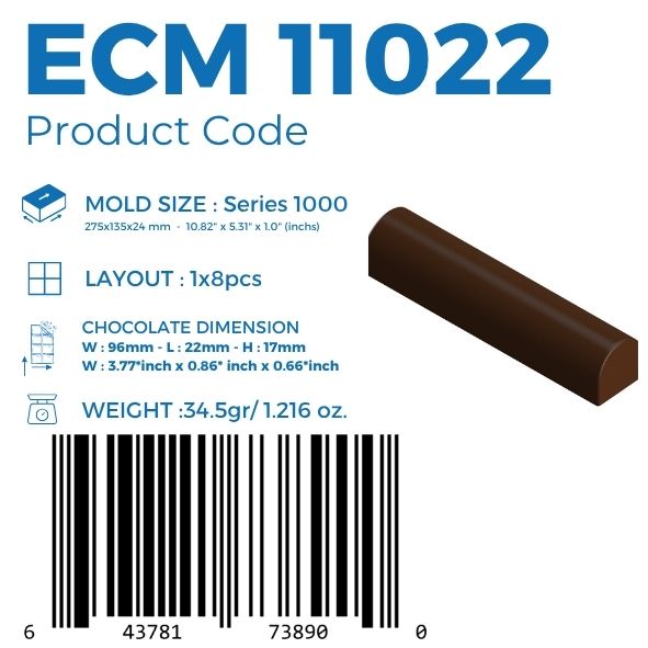 ECM 11022  BATON SHAPE BAR CHOCOLATE MOULD