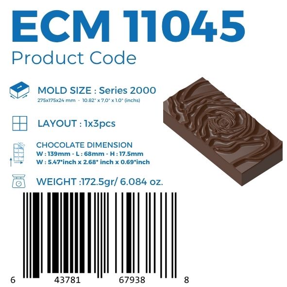 ECM 11045 ROSE 172,5gr. TABLET CHOCOLATE MOULD