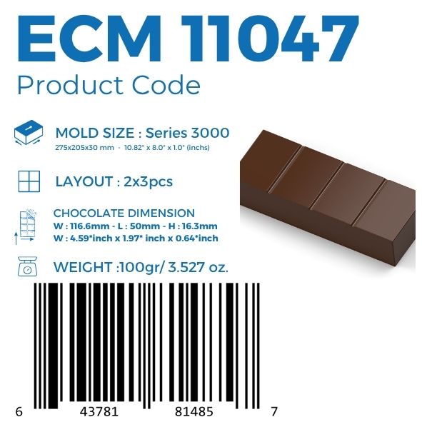 ECM 11047 RECTANGULAR 100gr. TABLET CHOCOLATE MOULD