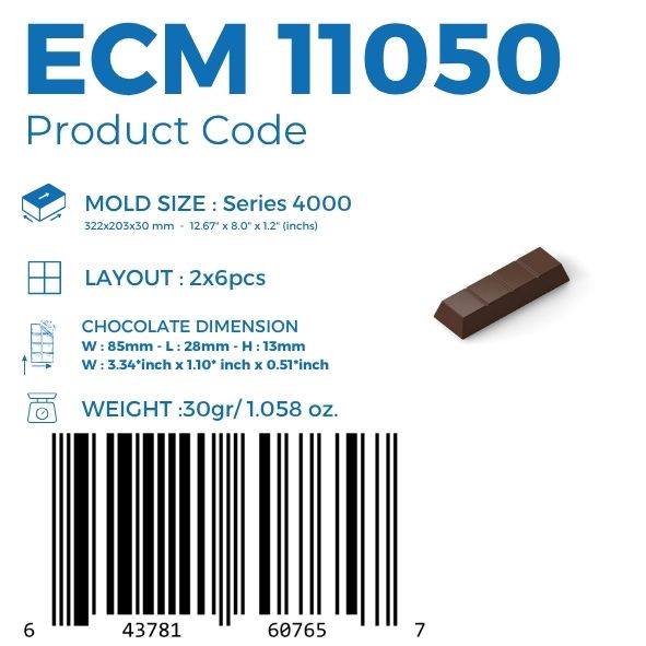 ECM 11050 4 BREAK 30gr. BAR CHOCOLATE MOULD
