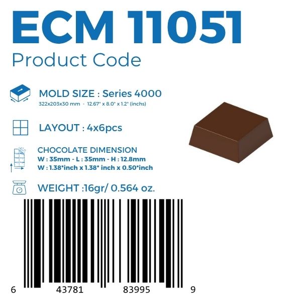 ECM 11051 SQUARE 16gr. CHOCOLATE MOULD