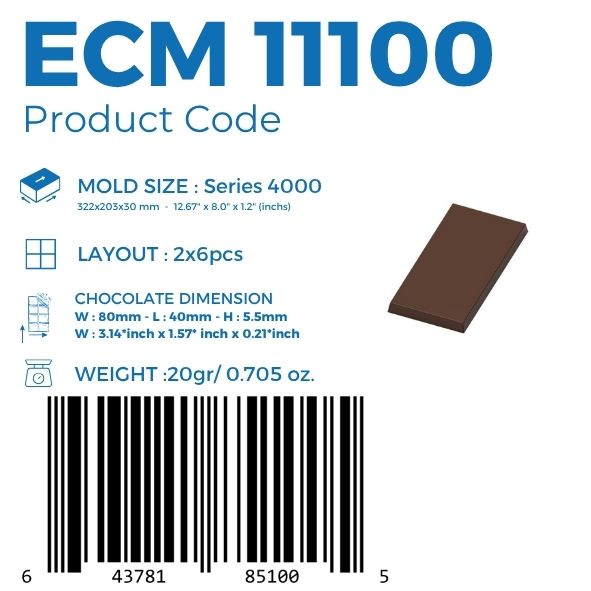 ECM 11100 THIN 20gr. TABLET CHOCOLATE MOULD